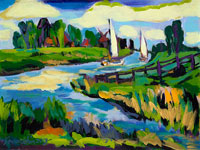 Sailboats in landscape