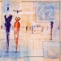 Walk on By IV (creme/blue)