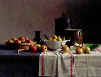 Still life with vegetables and fruit